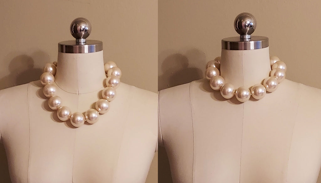 Handmade Large Faux Pearl Necklace With Flower Component Silver Tone Choker  Collar Open Necklace - Etsy