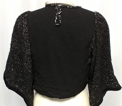 *VINTAGE PEGGY HARDING ORIGINAL BLACK & SPARKLY SILVER EVENING JACKET - PERFECT OVER DRESSES OR WITH JEANS