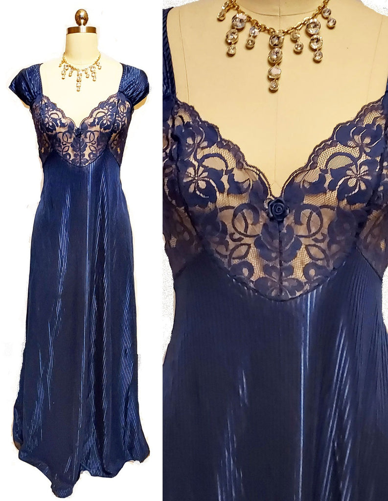 Stretch Lace in Shimmering Navy - All About Fabrics