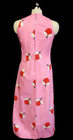 *VINTAGE 60s ADORABLE LADY BUG DRESS WITH METAL ZIPPER
