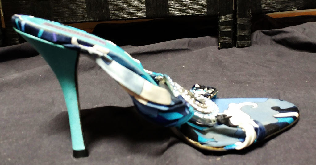 MODA Womens Slip on Heel Shoes Model Rumor2 Heels Turquoise Stripe Sz 9M on  eBid United States | 216666524