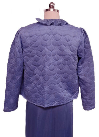 *VINTAGE QUILTED BED JACKET & NIGHTGOWN SET IN A GORGEOUS SHADE OF SWISS VIOLET