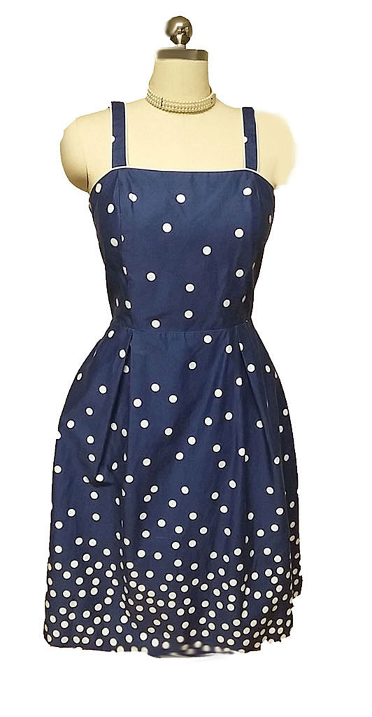 VINTAGE LATE 80s / 90s R & K ORIGINALS NAVY & WHITE DOT SUN DRESS Vintage Clothing & Fashions | Midnight Glamour VINTAGE LATE 80s / 90s R & K ORIGINALS NAVY & WHITE DOT SUN DRESS Vintage Clothing & Fashions | Midnight Glamour