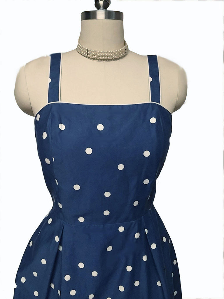 VINTAGE LATE 80s / 90s R & K ORIGINALS NAVY & WHITE DOT SUN DRESS Vintage Clothing & Fashions | Midnight Glamour VINTAGE LATE 80s / 90s R & K ORIGINALS NAVY & WHITE DOT SUN DRESS Vintage Clothing & Fashions | Midnight Glamour