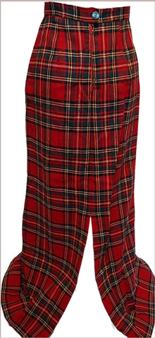 *  VINTAGE RED PLAID LONG HOSTESS SKIRT - PERFECT FOR THE HOLIDAYS