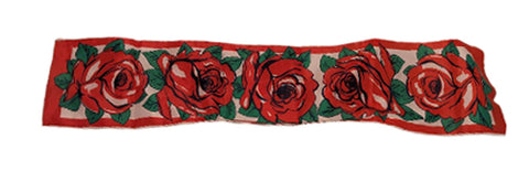 *  VINTAGE GORGEOUS RED ROSES SILK SCARF PERFECT GIFT FOR VALENTINES DAY OR ANY DAY OF THE YEAR