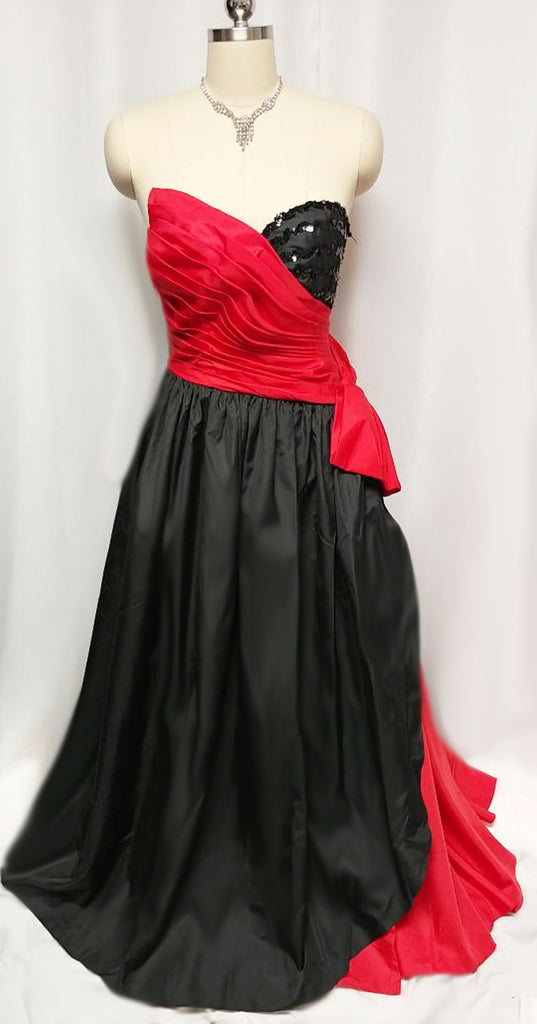 50s Lipstick Red Strapless Pleated Chiffon Bombshell Party Dress – THE WAY  WE WORE