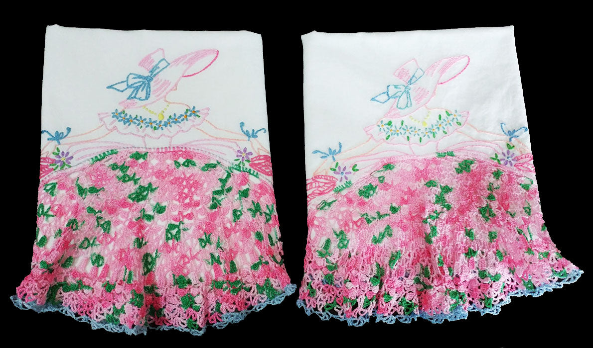 Vintage hand embroidered outlet pillowcases