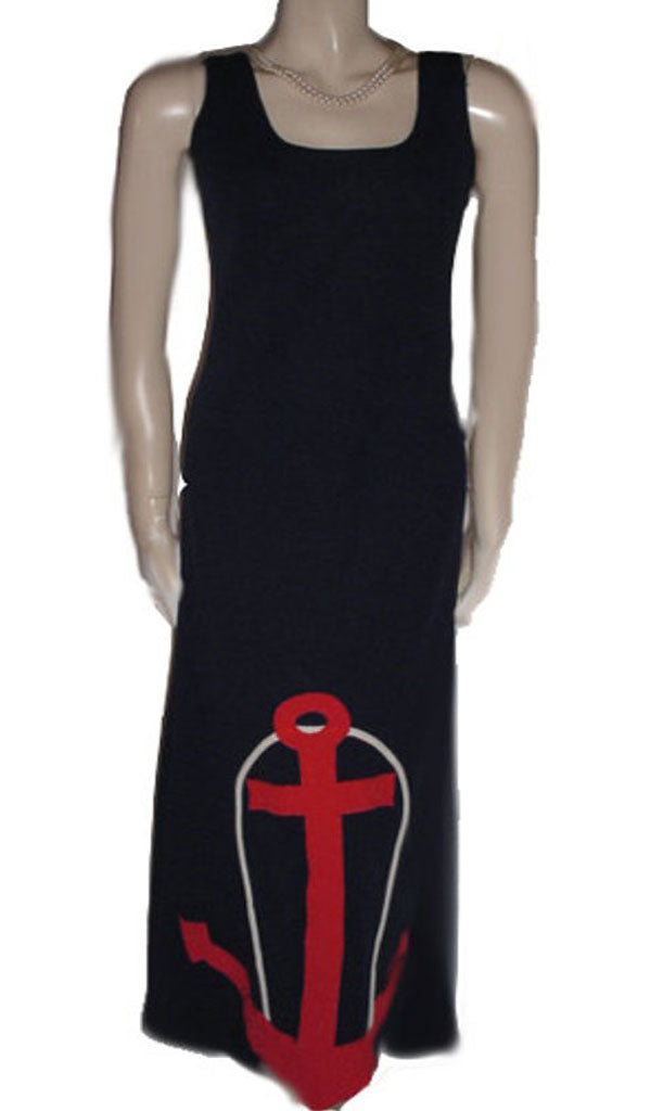 CUTE VINTAGE SAILOR NAUTICAL NAVY DRESS WITH HUGE APPLIQUE ANCHOR & RO Vintage Clothing & Fashions | Midnight Glamour CUTE VINTAGE SAILOR NAUTICAL NAVY DRESS WITH HUGE APPLIQUE ANCHOR & RO Vintage Clothing & Fashions | Midnight Glamour