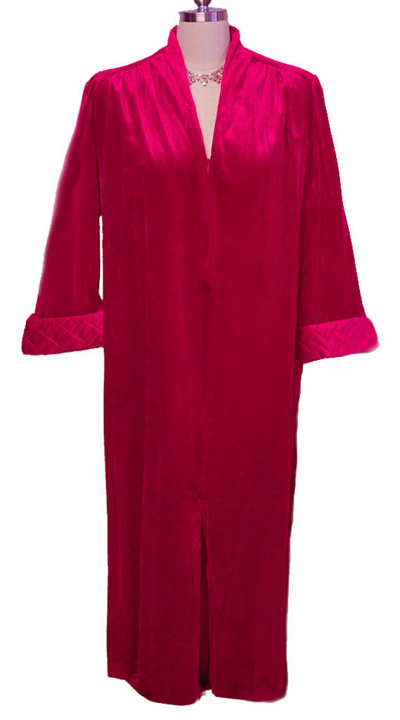 VINTAGE TAMMY VELOUR ZIP UP VELOUR QUILTED CUFFS ROBE /DRESSING GOWN I – Vintage Clothing & Fashions VINTAGE TAMMY VELOUR ZIP UP VELOUR QUILTED CUFFS ROBE /DRESSING GOWN I – Vintage Clothing & Fashions