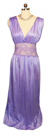 VINTAGE LARGE GRECIAN-LOOK VAL MODE LACE NIGHTGOWN IN SPRING LILAC