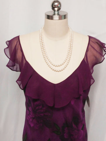 * VALERIE STEVENS SHEER CHIFFON PEIGNOIR & NIGHTGOWN SET IN SUGAR PLUM - NEW WITH TAGS