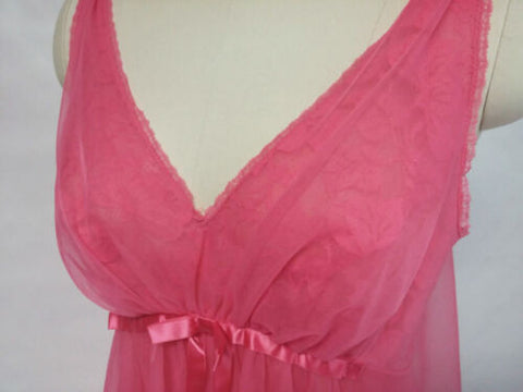 *VINTAGE VANITY FAIR DOUBLE NYLON LACE FLOATING HOLLYWOOD STYLE NIGHTGOWN IN CALYPSO