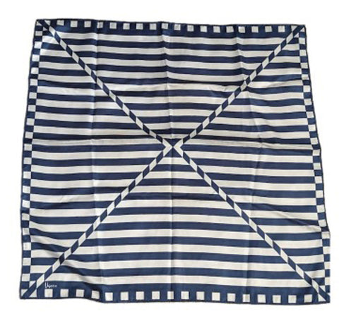 *  VINTAGE 60S 70S VERA NAVY AND WHITE NAUTICAL LOOK SCARF