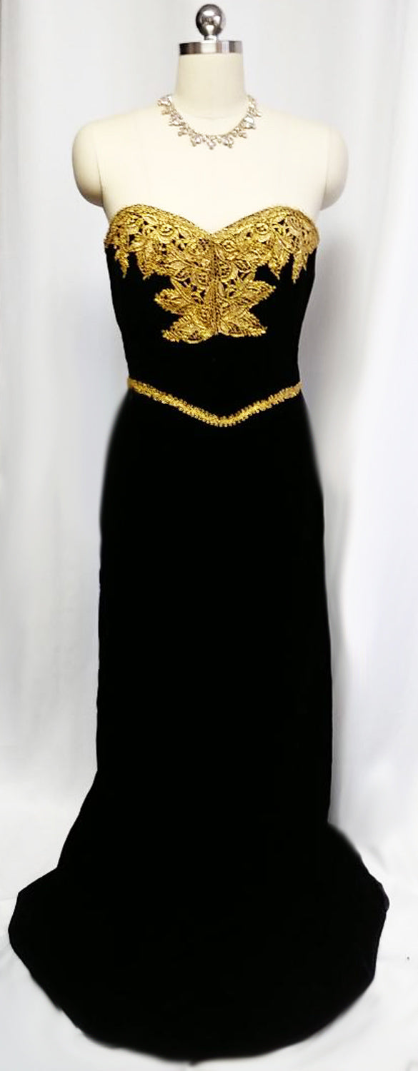 GORGEOUS VINTAGE 1980s VICTOR COSTA FROM I MAGNIN BLACK VELVETY EVENIN – Vintage Clothing & Fashions GORGEOUS VINTAGE 1980s VICTOR COSTA FROM I MAGNIN BLACK VELVETY EVENIN – Vintage Clothing & Fashions