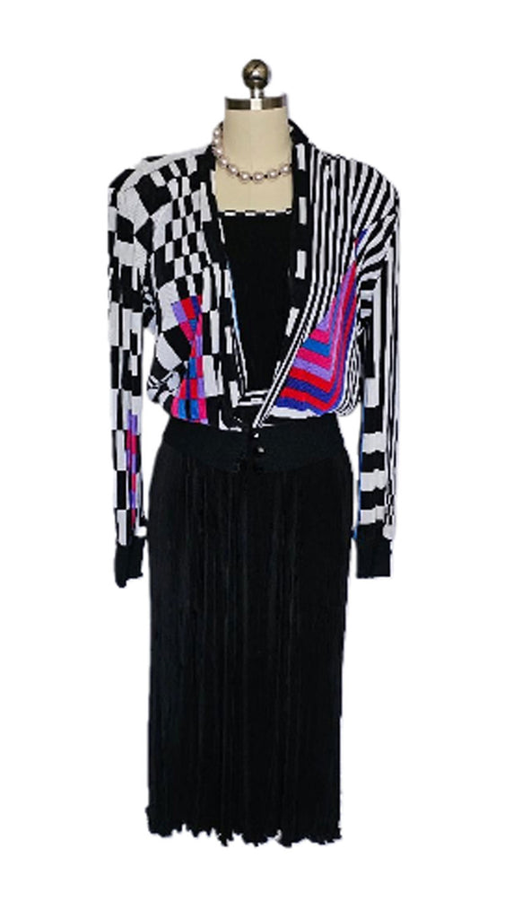 pleated dress with jacket PLEATED DRESS WITH JACKET - BLACK