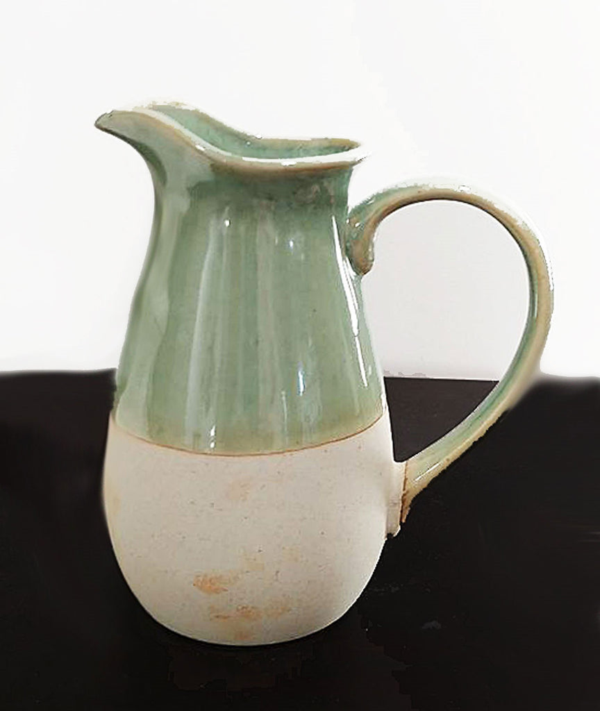 *NEW - CUTE LITTLE JUG PITCHER IN GLOSSY GREEN & TEXTURED IVORY
