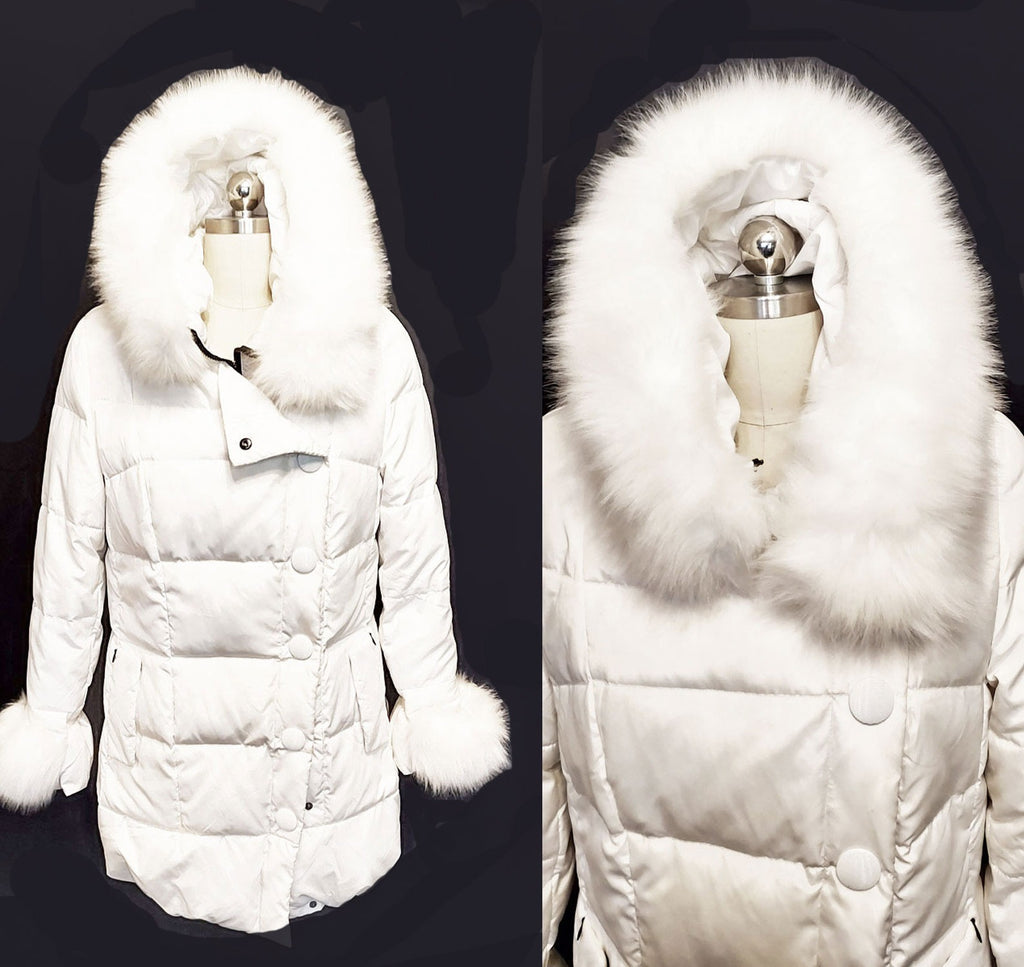 *NEW - SNOW QUEEN HOODED FAUX FUR QUILTED PUFFER COAT JACKET - BEAUTIFUL!