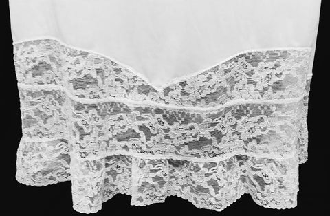 *VINTAGE FANCY YOUTH FORM NYLON TRICOT SLIP WITH 7-1/2" LACE HEM IN - SIZE 36